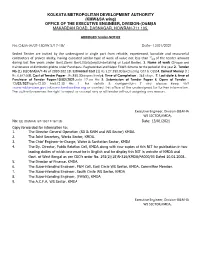 KOLKATA METROPOLITAN DEVELOPMENT AUTHORITY (KMW&SA Wing) OFFICE of the EXECUTIVE ENGINEER, DIVISION-(O&M)IA MAKARDAH