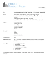 Logistical and Structural Design Challenges of the World's Tallest