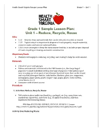 Reduce, Recycle, Reuse Sols • 1.1.J Identify Items and Materials That Can Be Reduced, Recycled, Or Reused