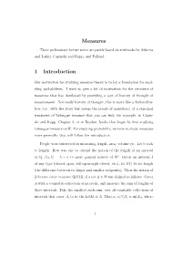 Measures 1 Introduction