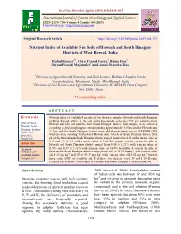 Nutrient Index of Available S in Soils of Howrah and South Dinajpur Districts of West Bengal, India