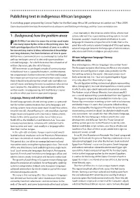 Publishing Text in Indigenous African Languages