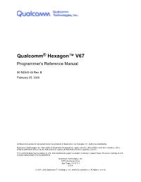 Qualcomm Hexagon V67 Programmer's Reference Manual