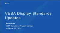 VESA Display Standards Updates