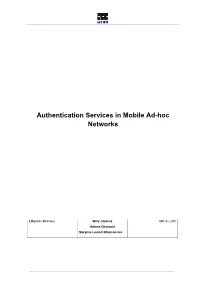 Authentication Services in Mobile Ad-Hoc Networks