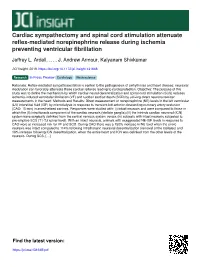Cardiac Sympathectomy and Spinal Cord Stimulation Attenuate Reflex-Mediated Norepinephrine Release During Ischemia Preventing Ventricular Fibrillation