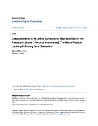 Characterization of O-Linked Glycosylated Neuropeptides in the American Lobster (Homarus Americanus): the Use of Peptide Labeling Following Beta Elimination
