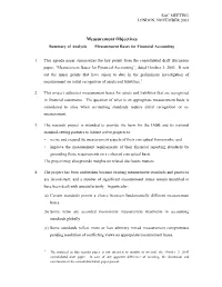 Measurement Objectives Summary of Analysis  Measurement Bases for Financial Accounting
