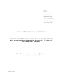 Report of the Eighth Session of the Coordination Committee on Multilateral Payments Arrangements and Monetary Co-Operation Among Developing Countries