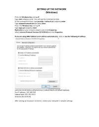 SETTING up the NETWORK (Windows)