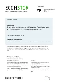 The Implementation of the European Fiscal Compact in Austria As a Post-Democratic Phenomenon