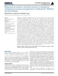 Bodywork As Systemic and Inter-Enactive Competence: Participatory Process Management in Feldenkrais® Method and Zen Shiatsu
