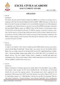 EXCEL CIVILS ACADEMY DAILY CURRENT AFFAIRS Date: 10-11-2020