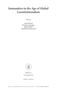 Immunities in the Age of Global Constitutionalism
