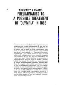 PRELIMINARIES to a POSSIBLE TREATMENT OF'olympia'in 1865 Downloaded From