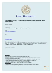 The Context of Paratext: a Bibliometric Study of the Citation Contexts of Gérard Genette’S Texts