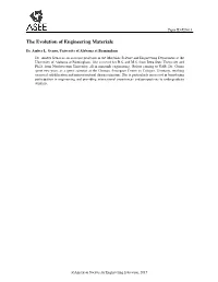 The Evolution of Engineering Materials