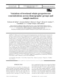 Variation of Bowhead Whale Progesterone Concentrations Across Demographic Groups and Sample Matrices
