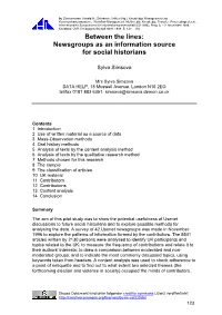 Between the Lines: Newsgroups As an Information Source for Social Historians