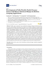Development of Fully Flexible Tactile Pressure Sensor with Bilayer Interlaced Bumps for Robotic Grasping Applications