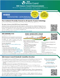 IEEE Sensors Council Announcements IEEE Sensors Council Has 26 IEEE Members Societies Working Together in the Multi-Disciplinary Technical Area of Sensors
