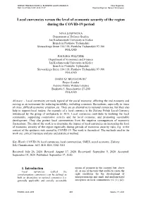 Local Currencies Versus the Level of Economic Security of the Region During the COVID-19 Period