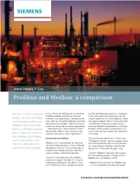 Profibus and Modbus: a Comparison