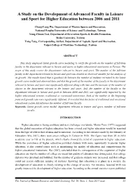A Study on the Development of Advanced Faculty in Leisure and Sport for Higher Education Between 2006 and 2011