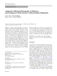 Comparative Historical Demography of Migratory and Nonmigratory Birds from the Caribbean Island of Hispaniola