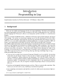 Introduction to Programming in Lisp
