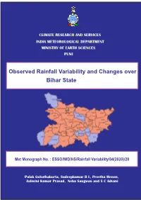 Observed Rainfall Variability and Changes Over Bihar State