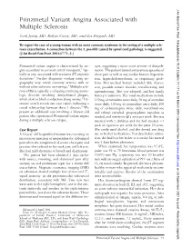 Prinzmetal Variant Angina Associated with Multiple Sclerosis