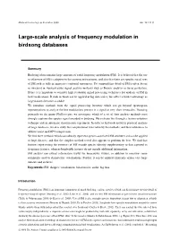 Large-Scale Analysis of Frequency Modulation in Birdsong Databases