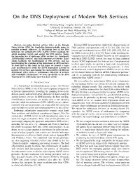 On the DNS Deployment of Modern Web Services
