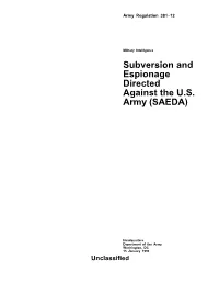 Subversion and Espionage Directed Against the U.S. Army (SAEDA)