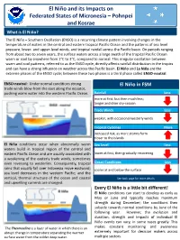 El Niño and Its Impacts on Federated States of Micronesia – Pohnpei And