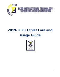 2019-2020 Tablet Care and Usage Guide