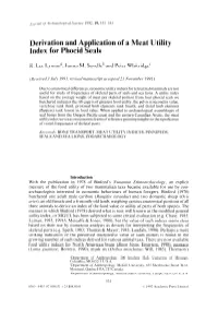 Derivation and Application of a Meat Utility Index for Phocid Seals