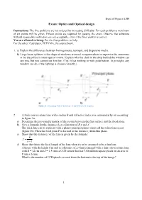 Exam: Optics and Optical Design