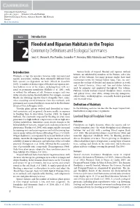 Flooded and Riparian Habitats in the Tropics Community Definitions