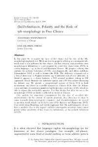 (In)Definiteness, Polarity, and the Role of Wh-Morphology in Free Choice