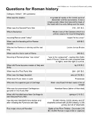 Questions for Roman History