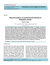 Representation of Postcolonial Identity in Naipaul's Works