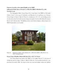 50 Properties Listed in Or Determined Eligible for the NRHP Indianapolis Public Library Branch No. 6