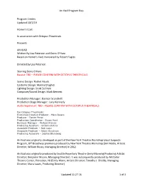 An Iliad Program Bios Updated 11.27.16 1 of 3 Program Credits