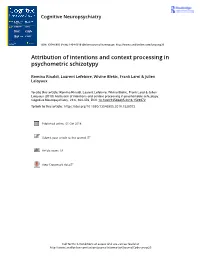 Attribution of Intentions and Context Processing in Psychometric Schizotypy