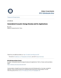 Generalized Acoustic Energy Density and Its Applications