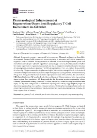 Pharmacological Enhancement of Regeneration-Dependent Regulatory T Cell Recruitment in Zebraﬁsh