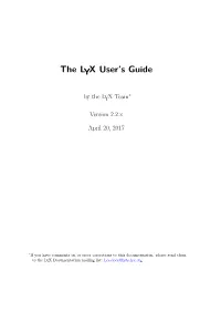 The Lyx User's Guide
