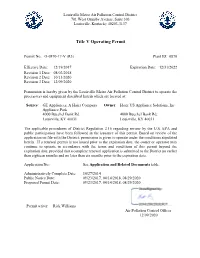 Title V Operating Permit